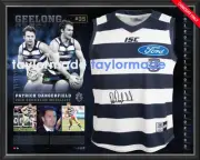 PATRICK DANGERFIELD AFL BROWNLOW MEDAL GEELONG HAND SIGNED FRAMED JUMPER ABLETT