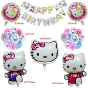 Hello Kitty Happy Birthday Foil Balloon Set -Birthday Banner- Seal Sealing Balloons- Kids Girls Birthday Decoration