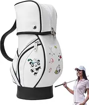 Golf Crossbody Bag for Women - Panda Print Golf Ball Storage Bag | Portable PU Leather Golf Ball Carrying Case with Tee Shirt Holder, Golf Ball Bag