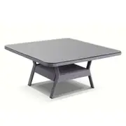 Low Dining Table 1.5m Square Glass Top in Textured wicker