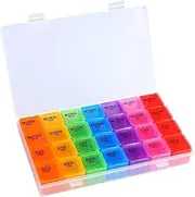 High Capacity Weekly Pill Box/Organiser 7 Day 4 Times A Day, 28 Compartments for Medication, Vitamins and Supplements
