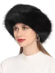 Faux Fur Headband for Women Winter Earwarmer Earmuff with ElasticBlack