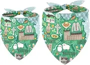 2 Pack Owner and Dog Bandana Set, Pet's Mom/Dad Bandana or Scarf Set, Family Matching Bandanas, Map Cartoon St. Patrick's Day
