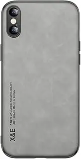 Kepuch Silklike Case for iPhone X XS - Cover Bumper Built-in Metal Plate for iPhone X XS - Gray