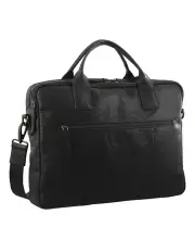 [PIERRE CARDIN] Rustic Leather Computer Bag in Black