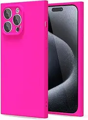 LoeoeL for iPhone 15 Pro Case Silicone,Soft Rubber Gel Elegant Aesthetic Basic Simple Cover, Cute Thin Slim TPU Matte Solid Color Plain Smooth Case for Women Girl, Hot Pink