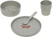 LÄSSIG Children's Tableware Set (Plate, Cup, Bowl, Spoon) Without Melamine, BPA-Free, for Dishwasher and Microwave/Dish Set Little Forest Fox