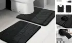 Memory Foam Black Bathroom Rug Sets 2 Piece, Ultra Absorbent Bath Mat for