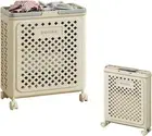 Laundry Basket Rolling On Wheels Foldable Washing Bin Hamper Storage Organiser