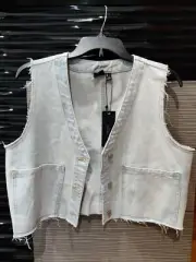 Vero Moda Light Blue Denim Vest, Size L, NWT