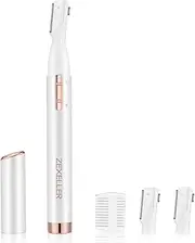 ZEXELLER Upgraded Eyebrow Trimmer, Precision Facial Hair Trimmer with Comb, Battery Operated Painless Electric Eyebrow Razor Facial Hair Remover Face Chin Neck, Upper-Lip, Peach-Fuzz