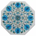 12" Royal Coffee marble Table Top Border Pattern Inlay turquoise Sofa Side Table
