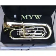 Funion Bb Baritone Horn Kit Bb Key 3+1 Valves Brass Body Gold Lacquer W Case