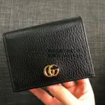 二手 GUCCI 古馳 MARMONT GG LEATHER CARD HOLDER黑色 短夾 卡夾 零錢包 錢包