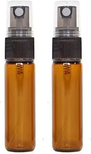 2 x 5ml AMBER Glass Spray Bottles Atomiser Travel Perfume Liquid Sample Atomizer Black Lid UK SELLER