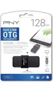 PNY 128GB Duo Link USB 3.1 Type-C OTG Flash Drive for Android Devices