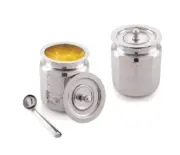 Stainless Steel Oil Containers 2 PC , Ghee Pot, Dispenser 500 ml Hammered Finish