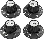 Zicojia 4 PCS Witch Hat Knobs Top Hat Knobs Tone Volume Control Knobs Black & White Plastic, Aluminum for Electric Guitar Bass Amplifier Effect Pedal