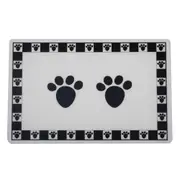 Petrageous Pet Paws Print Pet Placement Mat Black 29 x 48cm
