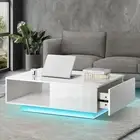 Oikiture Coffee Table High Gloss Storage Drawer and Open Shelf Home Living Ro...