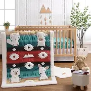 The Peanutshell Woodland Baby Crib Bedding Set for Boys or Girls, 4pc Organic Cotton Crib Comforter Set, Western, Tribal, Aztec, Buffalo, Fox, Bear, Deer Nursery Decor