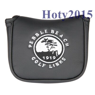 Black Pebble Beach Golf Square Mallet Putter Head Cover for Center Shaft Putters