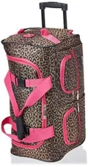 Rockland Rolling Duffel Bag Pink Leopard 22-Inch