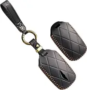TECART Leather 8-Button Key Fob Cover Fit for Genesis GV60 GV80 G70 G90 2025 2024 2023 Remote Key Fob Case Holder Protector Accessories with Keychain Black