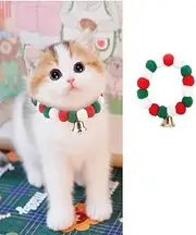Christmas Cat Collars with Bell, Christmas Collar Pom-Pom Plush Ball Elastic Collar, Cute Kitty Collars with Bell, Breakaway Kitten Collar, for Kitty Kitten Adult Cats,Pet Supplies,Stuff,Xmas