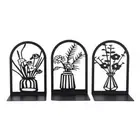3 Pairs Metal Book Ends Black Books Holder for Home, Office Bookshelf Decor