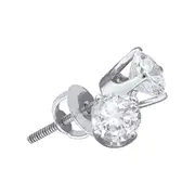 14k White Gold Unisex Round Diamond Solitaire Stud Earrings 5/8 Cttw (Certified)