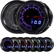 Partscollect 2" 52mm 7 Color Air/Fuel Ratio AFR Gauge Narrowband Pointer & LED Digital Readouts 2-1/16" Black Dial for Car Truck Auto Analog/Digital Dual Display