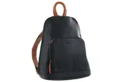 Milleni Genuine Italian Leather Soft Nappa Leather Backpack Bag Travel - Black/Cognac
