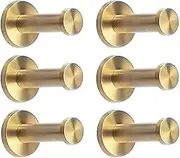 Golden Brushed Stainless Steel Single Super Heavy Duty Wall Mount Hook, Bath Towel Hooks, Coat Hanger 6 PCS (2-4/5 INCH)