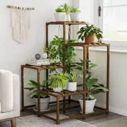 Plant Stand Indoor Outdoor Corner Shelf Plant Holder 4-Tier Flower Stand Wood Pl