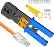 Pass Through RJ45 Crimp Tool, Ratcheting Ethernet Crimping Tool Kit,...