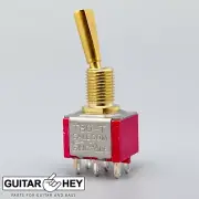 NEW (1) On-On Mini Switch DPDT 2-way Bass or Guitar - GOLD