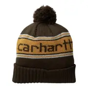 Carhartt Men's Rexburg Pom Cuffed Knit Skull Cap Brown OSFM