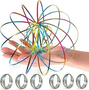 6 Pack Flow Ring Arm Magic Spring Arm Flow Rings Sculpture Ring Game Toy Colored Magic Kinetic Spring Interactive Stress Relief Toy Festival Accessories