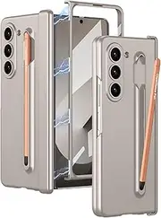 [NINKI] for Samsung Galaxy Z Fold 6 Case with S Pen Holder & Slim S Pen, Magnetic Hinge Case for Samsung Z Fold 6 Case with Screen Protector ZFold 6 Case for Galaxy Z Fold 6 5g Phone Case Titanium Gray