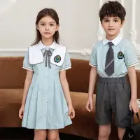 在飛比找蝦皮購物優惠-國小制服 兒童制服 女童連身裙 學生套裝 學生校服 兒童學院