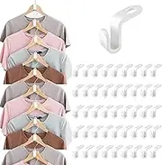 50 Pcs Clothes Hanger Connector Hooks,Plastic Cascading Hanger Hooks Extender Clips Connection Hooks,Space Saving Wardrobe Clothing Outfit Hangers Hooks for Clothes Closet
