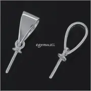 2 Sterling Silver Pendant Bail Clasp Connector with Glue In Cup Pin #51918