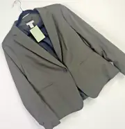 NEW H&M Women's Size L Olive Green Blazer Tapered Suit Jacket With Pockets NWT