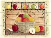 Ceramic Tile Mural Backsplash Kitchen Jensen Apples Fruit Art DJ007