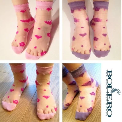 2 Pairs Children Kids Crystal Socks Ultra-thin Breathable Girls Pure Cute Socks