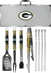 Siskiyou Unisex Denver Broncos 8 pc Tailgater BBQ Set F8BQ020-P, Unisex, Green Bay Packers 8 pc Tailgater BBQ Set, F8BQ115, Gray, Set of 8
