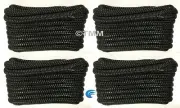 (4) Black Double Braided 3/8" x 20' ft HQ Boat Marine DOCK LINES Mooring Ropes