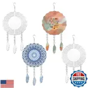 WindMage 4Pack 8inch Sublimation Wind Spinner Blanks 3D Aluminum Metal Wind S