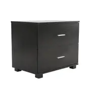 Bedside Tables Storage Cabinet Nightstand 2 Drawer Legs ETTA BLACK